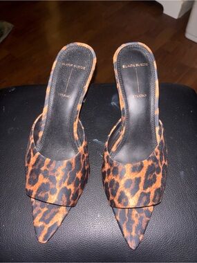 Black Suede Studio Leopard Kitten Heels
